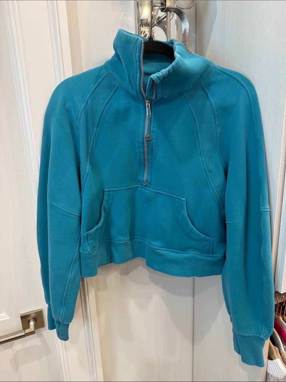 lululemon athletica Teal Half-Zip Cropped Fleece Sweater
